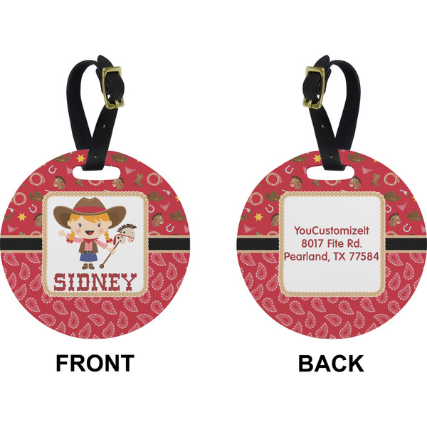Red Western Circle Luggage Tag (Front + Back)