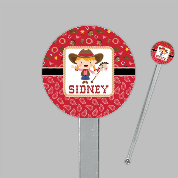 Red Western Clear Plastic 7" Stir Stick - Round - Closeup