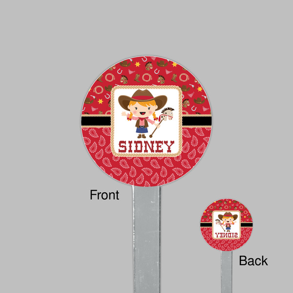 Red Western Clear Plastic 7" Stir Stick - Round - Front & Back