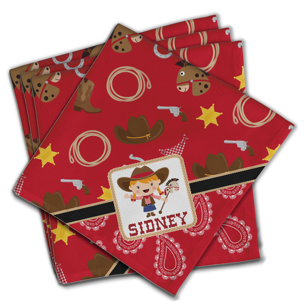 Custom Red Western Cloth Napkins (Set of 4) (Personalized)