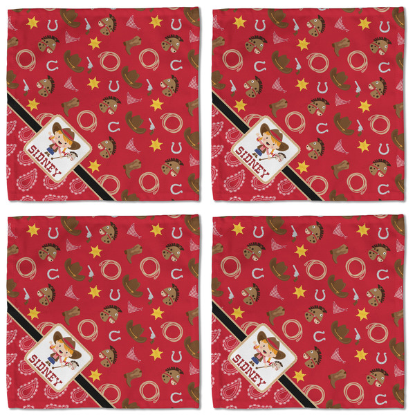 Red Western Cloth Napkins - Personalized Lunch (APPROVAL) Set of 4
