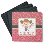Red Western Square Rubber Backed Coasters - Set of 4 (Personalized)