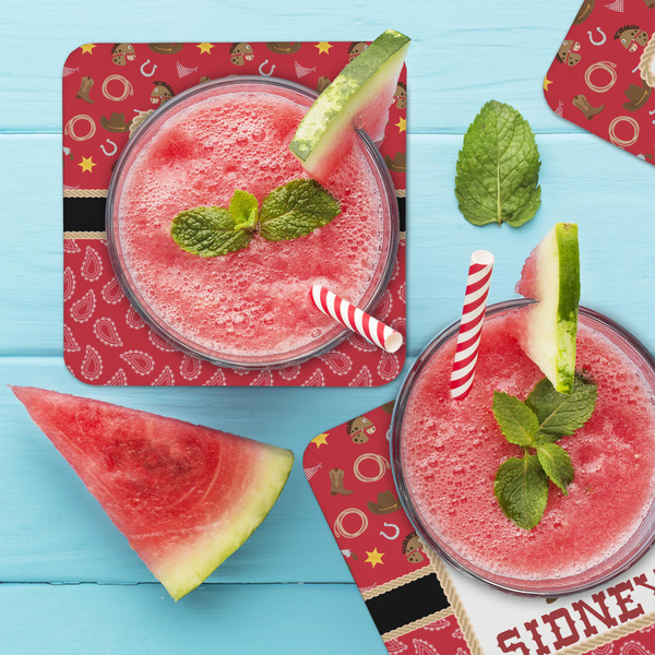 Red Western Coaster Set - LIFESTYLE