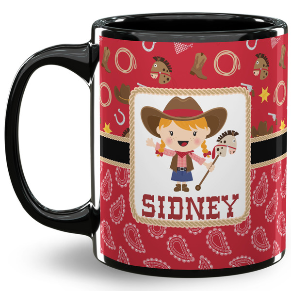 Custom Red Western 11 Oz Coffee Mug - Black (Personalized)