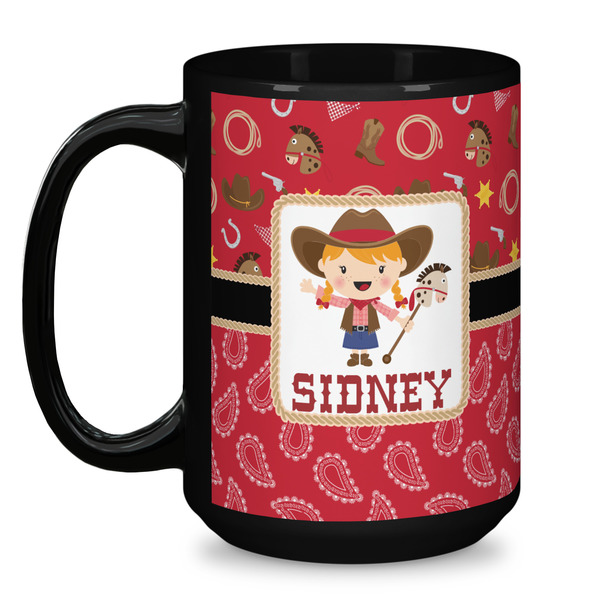 Red Western Coffee Mug - 15 oz - Black