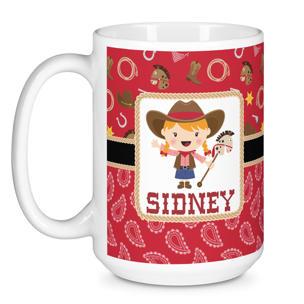 Red Western Coffee Mug - 15 oz - White