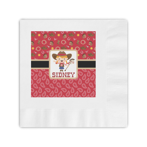 Custom Red Western Coined Cocktail Napkins (Personalized)