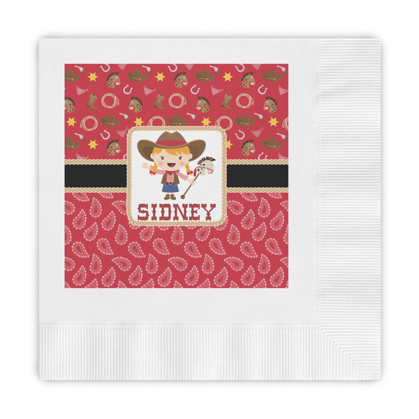 Custom Red Western Embossed Decorative Napkins (Personalized)