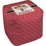 Red Western Cube Pouf Ottoman - 18" (Personalized)
