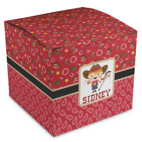 Custom Red Western Cube Favor Gift Boxes (Personalized)