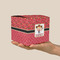 Red Western Cube Favor Gift Box - On Hand - Scale View