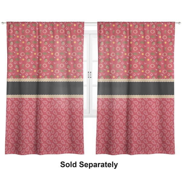 Custom Red Western Curtain Panel - Custom Size