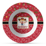 Red Western Plastic Bowl - Microwave Safe - Composite Polymer (Personalized)