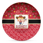 Red Western Microwave Safe Plastic Plate - Composite Polymer (Personalized)