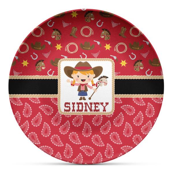 Custom Red Western Microwave Safe Plastic Plate - Composite Polymer (Personalized)