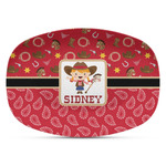 Red Western Plastic Platter - Microwave & Oven Safe Composite Polymer (Personalized)