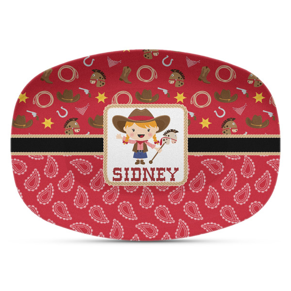Custom Red Western Plastic Platter - Microwave & Oven Safe Composite Polymer (Personalized)