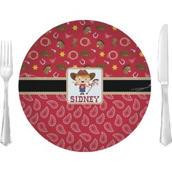 Red Western 10" Glass Lunch / Dinner Plates - Single or Set (Personalized)