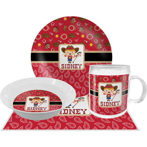 Custom Red Western Dinner Set - Single 4 Pc Setting w/ Name or Text