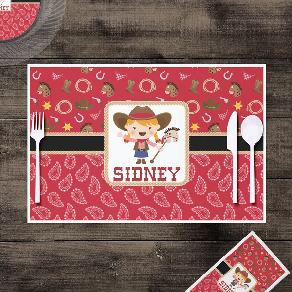 Red Western Disposable Paper Placemat - In Context