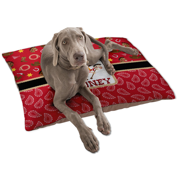 Custom Red Western Dog Bed - Large w/ Name or Text