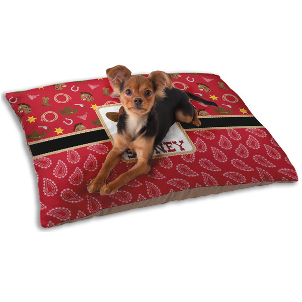 Custom Red Western Dog Bed - Small w/ Name or Text