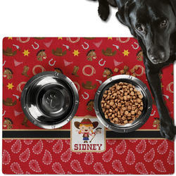 Red Western Dog Food Mat - Large w/ Name or Text