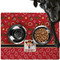 Red Western Dog Food Mat - Large LIFESTYLE