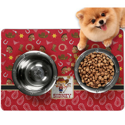 Red Western Dog Food Mat - Small w/ Name or Text