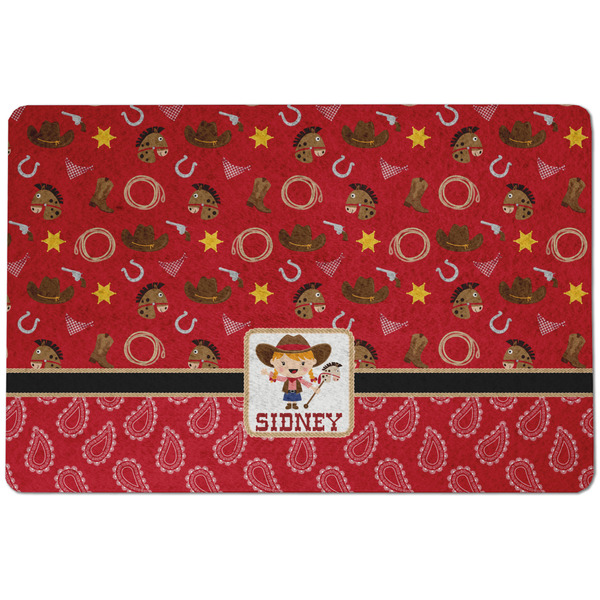 Custom Red Western Dog Food Mat w/ Name or Text