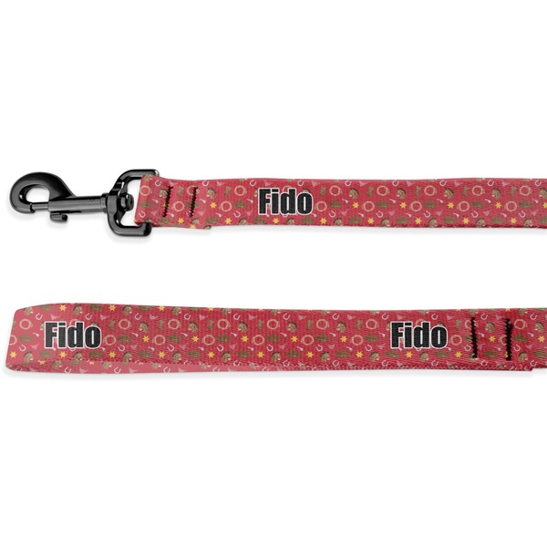 Custom Red Western Deluxe Dog Leash - 4 ft (Personalized)