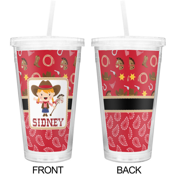 Red Western Double Wall Tumbler with Straw - Approval