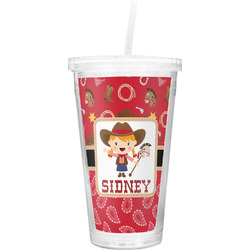 Red Western Double Wall Tumbler with Straw (Personalized)