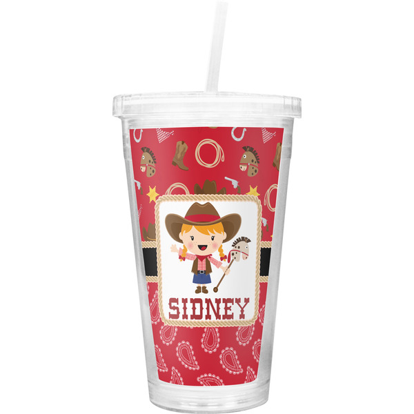 Custom Red Western Double Wall Tumbler with Straw (Personalized)