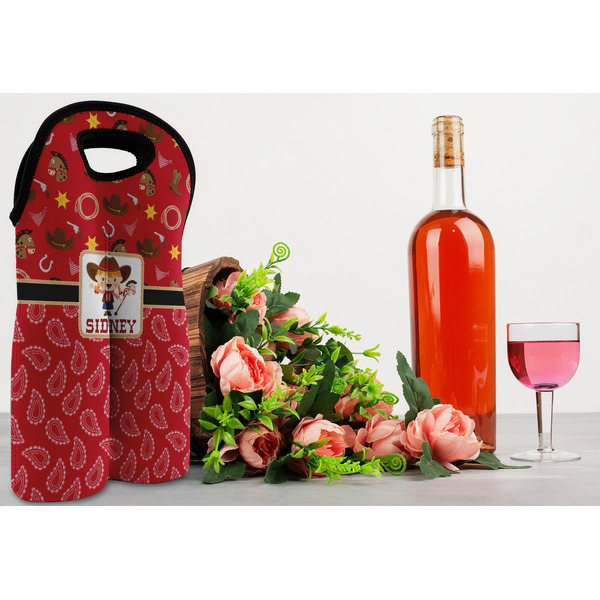 Red Western Double Wine Tote - LIFESTYLE (new)