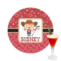 Red Western Printed Drink Topper -  2.5" (Personalized)