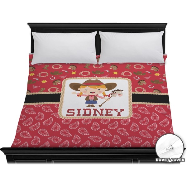 Custom Red Western Duvet Cover - King (Personalized)