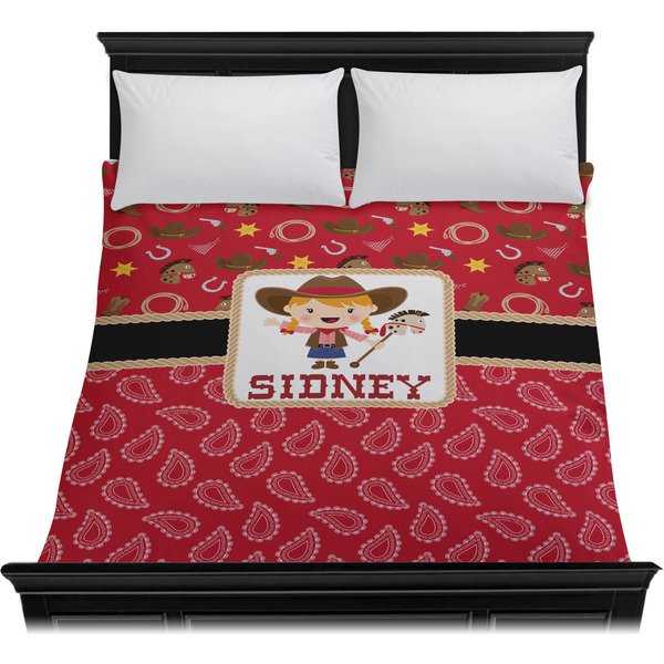 Red Western Duvet Cover - Queen - On Bed - No Prop