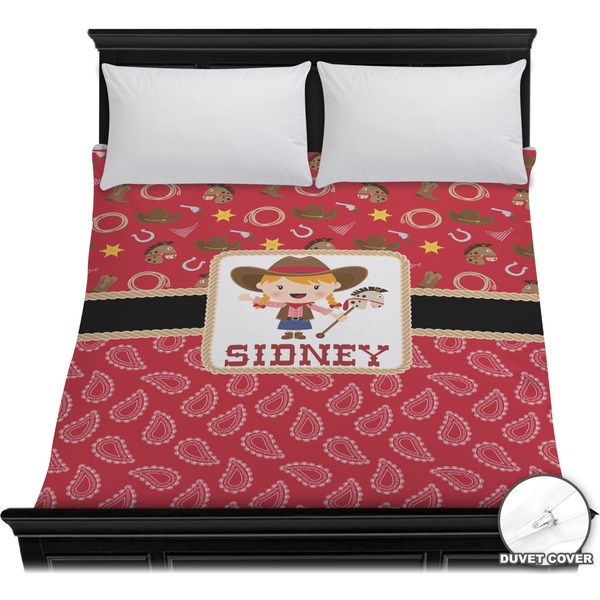 Custom Red Western Duvet Cover - Full / Queen (Personalized)