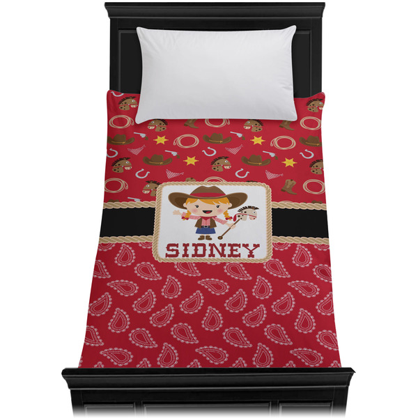 Red Western Duvet Cover - Twin - On Bed - No Prop