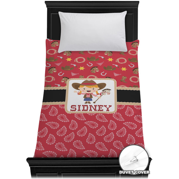 Custom Red Western Duvet Cover - Twin XL (Personalized)