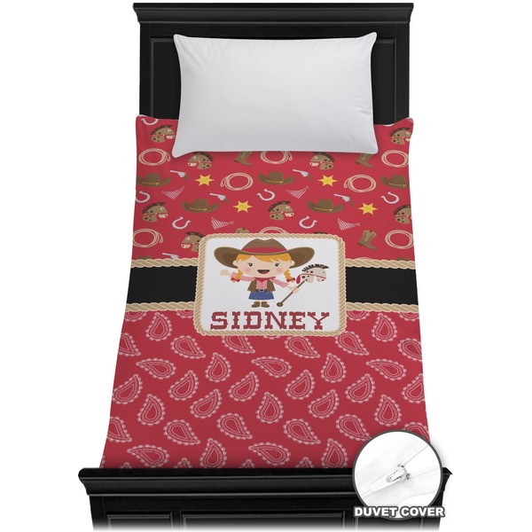 Custom Red Western Duvet Cover - Twin (Personalized)