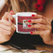 Red Western Espresso Cup - 6oz (Double Shot) LIFESTYLE (Woman hands cropped)