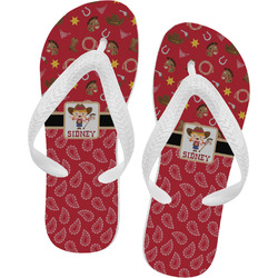 Red Western Flip Flops - Large (Personalized)