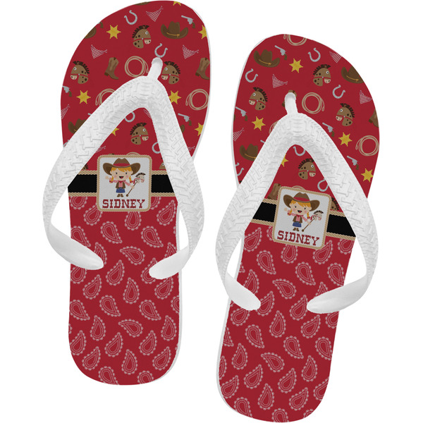 Custom Red Western Flip Flops - Medium (Personalized)