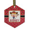 Red Western Frosted Glass Ornament - Hexagon