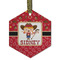 Red Western Flat Glass Ornament - Hexagon w/ Name or Text