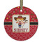Red Western Frosted Glass Ornament - Round