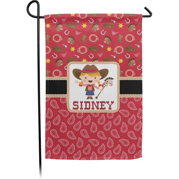Custom Red Western Small Garden Flag - Double Sided w/ Name or Text