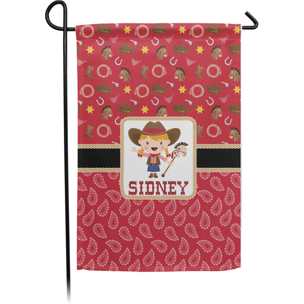 Custom Red Western Small Garden Flag - Single Sided w/ Name or Text